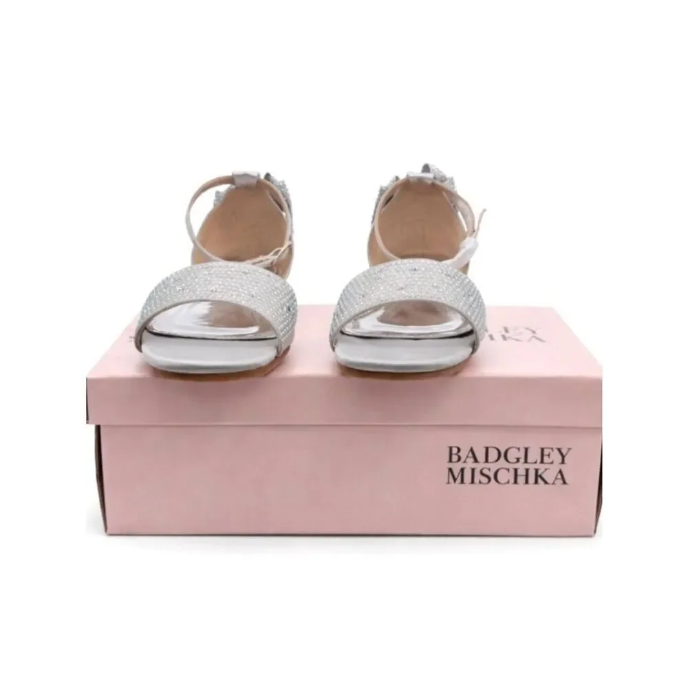 Badgley Mischka Kids Ericka Flat Sandal Rhinestone Bow Dress Shoes Girls 13
